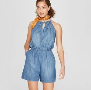 A New Day Women's Denim Romper, Blue, XL